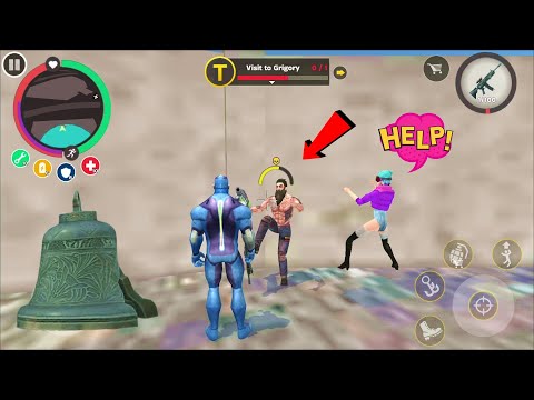 Rope Hero Mafia City Wars (visit to grigory) Rope Hero Help to Arctica Mission complete - HD