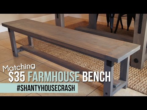 Industrial Farmhouse Bench | #ShantyHouseCrash