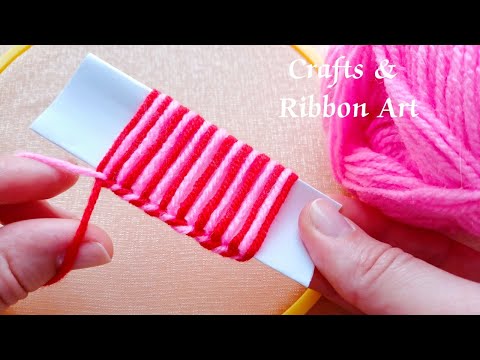 Amazing and Super Easy Woolen Craft Ideas with Paper - Hand Embroidery  Trick - DIY Woolen Flowers