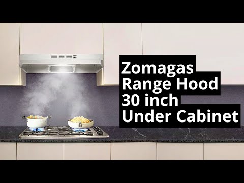 Zomagas Range Hood 30 inch, Wall Mount Range Hood Ducted/Ductless, Kitchen Hood in Stainless Steel, Vent Hood with Baffle Filters, 3 Speed Fan, Push Button Control, Energy-Saving LED Light video review thumbnail