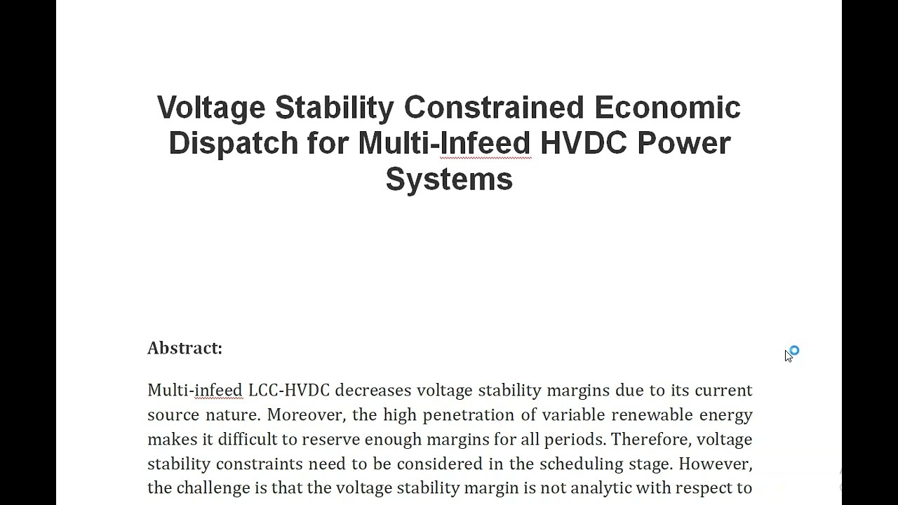Voltage Stability Constrained Economic Dispatch for Multi Infeed HVDC Power Systems