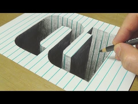 Drawing Number Two Hole in Line Paper - Trick Art Illusion