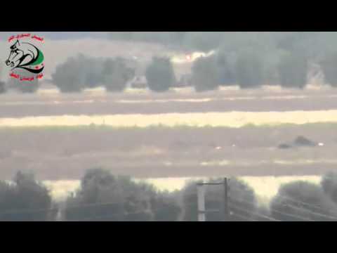 استهداف دبابة لتنظيم داعش بصاروخ تاو من قبل فرسان الحق   في ريف حلب الشمالي محافظة حلب