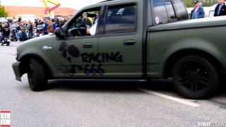 preview picture of video 'Ford F-150 Pickup Harley Davidson Team Racing 666 small Burnout Chrome'