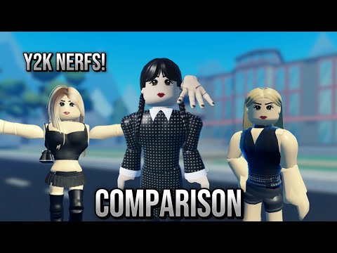 Wednesday skins comparison showcase. Heroes online world roblox