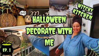 HALLOWEEN DECORATE WITH ME | WITCHY KITCHEN | COTTAGE WITCH THEME 🧙🏽‍♀️🍁| EPISODE 1
