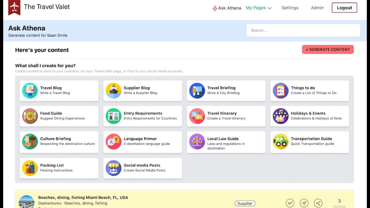 Supplier AI Content Generator - Travel Valet