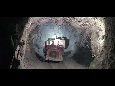 Remote mucking. Knocking down a couple hang ups in the stope