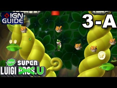 New Super Luigi U 3 Star Coin Walkthrough - Sparkling Waters A: Beanstalk Jungle