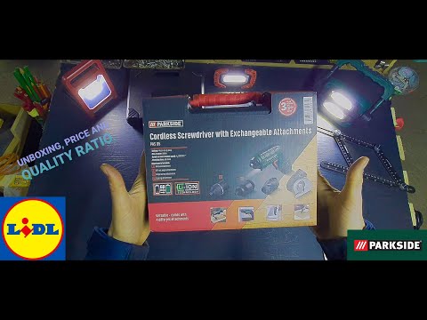 LIDL ///PARKSIDE CORDLESS SCREEWDRIVER WITH EXHANGEABLE ATTACHMENTS ( UNBOXING ).