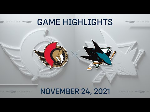 NHL Highlights | Senators vs. Sharks - Nov. 24, 2021