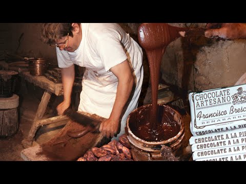 19th century artisan chocolate. Recipe and traditional preparation on the stone | Documentary film