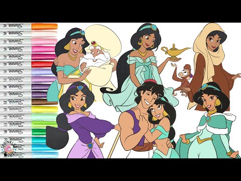 Disney Princess Jasmine Coloring Book Compilation Jasmine Aladdin Sultan Abu