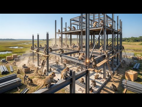 Unbelievable! Humans Hired Indian Monkeys to Build a Luxury Hotel (4K)