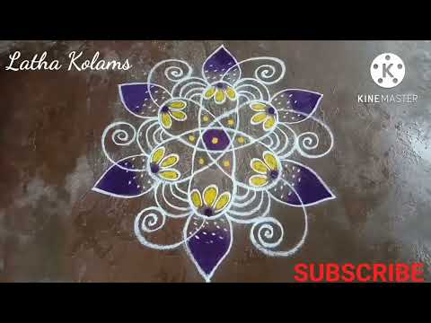 ஆடி 18ம் பெருக்கு பூக்கோலம்//Aadi pooram kolam/Aadi 18 poo kolam//Sravana masam muggulu//Latha Kolam