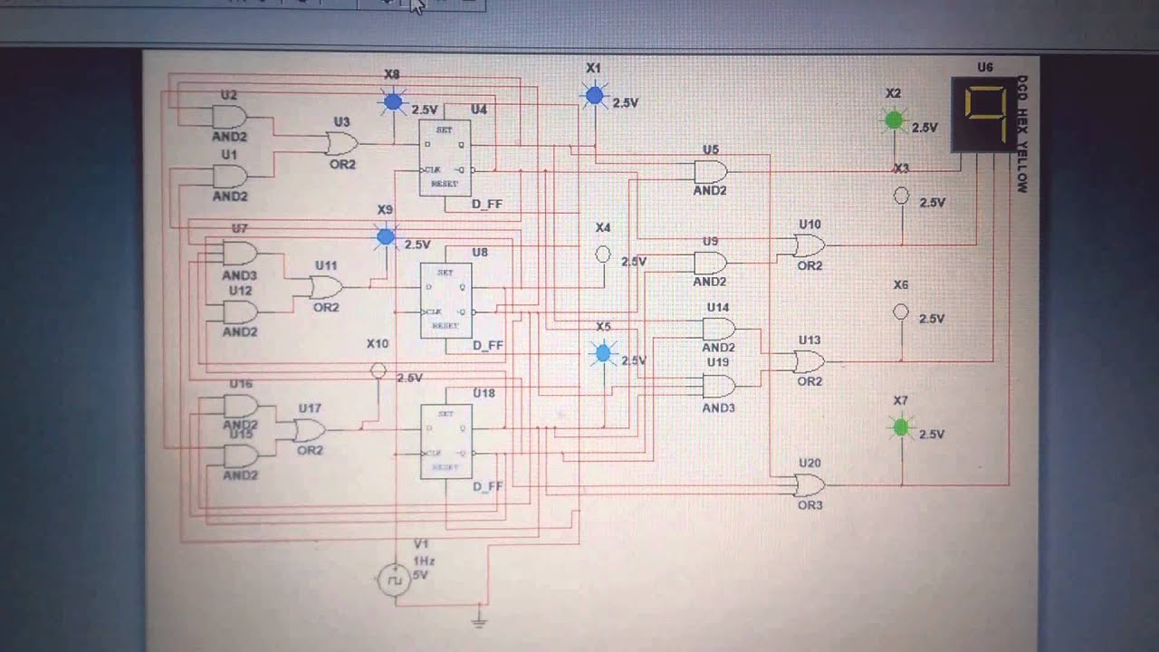4-Bit Counter with D type - Multisim Simulation