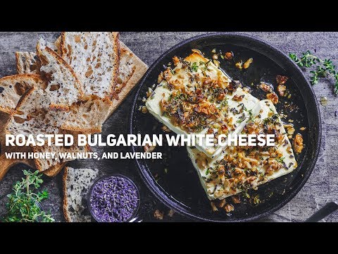 Roasted Bulgarian White Cheese with Walnuts, Lavander, and Honey