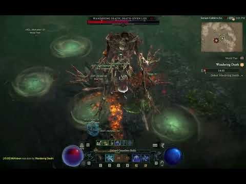 Diablo 4 Chain Lightning Sorc vs Wandering Death World Boss