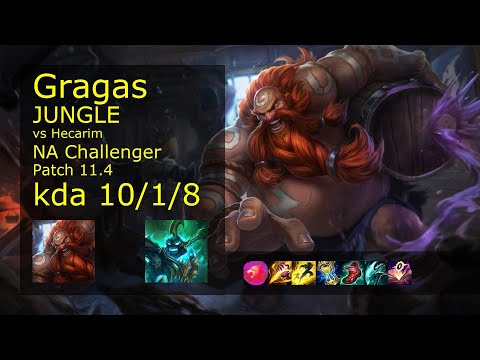 Gragas Jungle vs Hecarim - NA Challenger 10/1/8 Patch 11.4 Gameplay