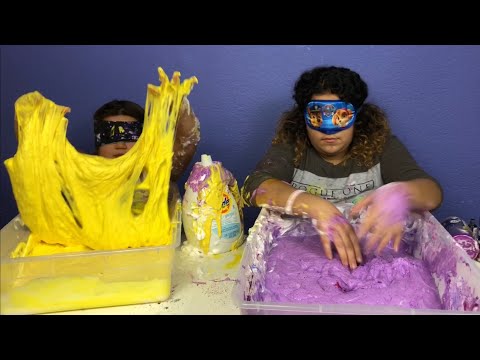 MAKING SLIME BLINDFOLDED MAKING GIANT FLUFFY SLIMES