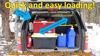 SUV camping no build camper loading configuration