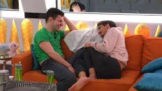 Day 53 - 5/02 11:33p - Kev and Will continue to talk game and reconnect, Kevin kisses Will&#39;s cheek.