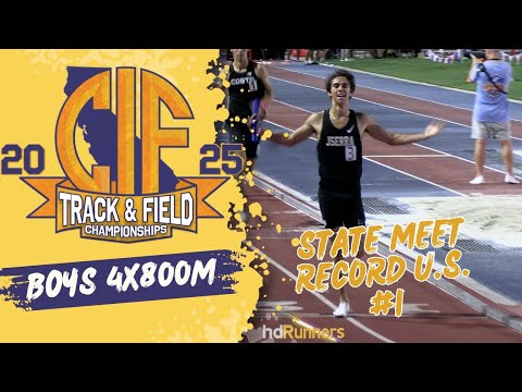 2025 TF - CIF State Meet - Boys 4x800M Relay Championship - Meet record and #1 in US!!!!