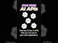 5 FREE AI APIs You Should Use Ai Developer Llm Softwaredeveloper Code Coding