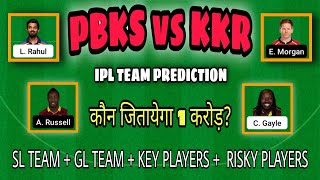 PBKS vs KKR Dream 11, Today Match Dream 11 Team, Punjab vs Kolkata Team Prediction, PBKS vs KOL Team