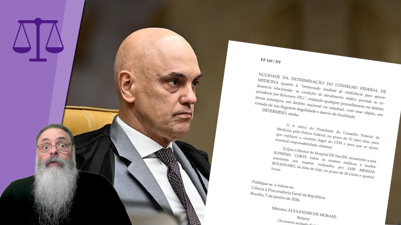 ALEXANDRE de MORAES proíbe SINDICÂNCIA do CFM sobre BOLSONARO, seguindo os PASSOS dos TORTURADORES