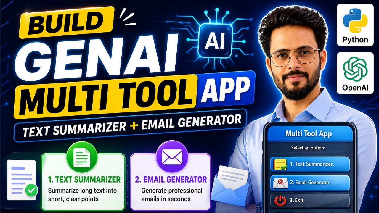 👉 Build GenAI Multi Tool App | Text Summarizer + Email Generator (Python + OpenAI)