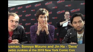 Devs - Sonoya Mizuno, Jin Ha, and Karl Glusman Interview video