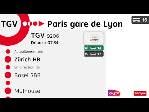 SNCF annonce/Ansagen | TGV 9206 Zürich HB - Paris Gare de Lyon | TGV Lyria | BoJa Ansagen