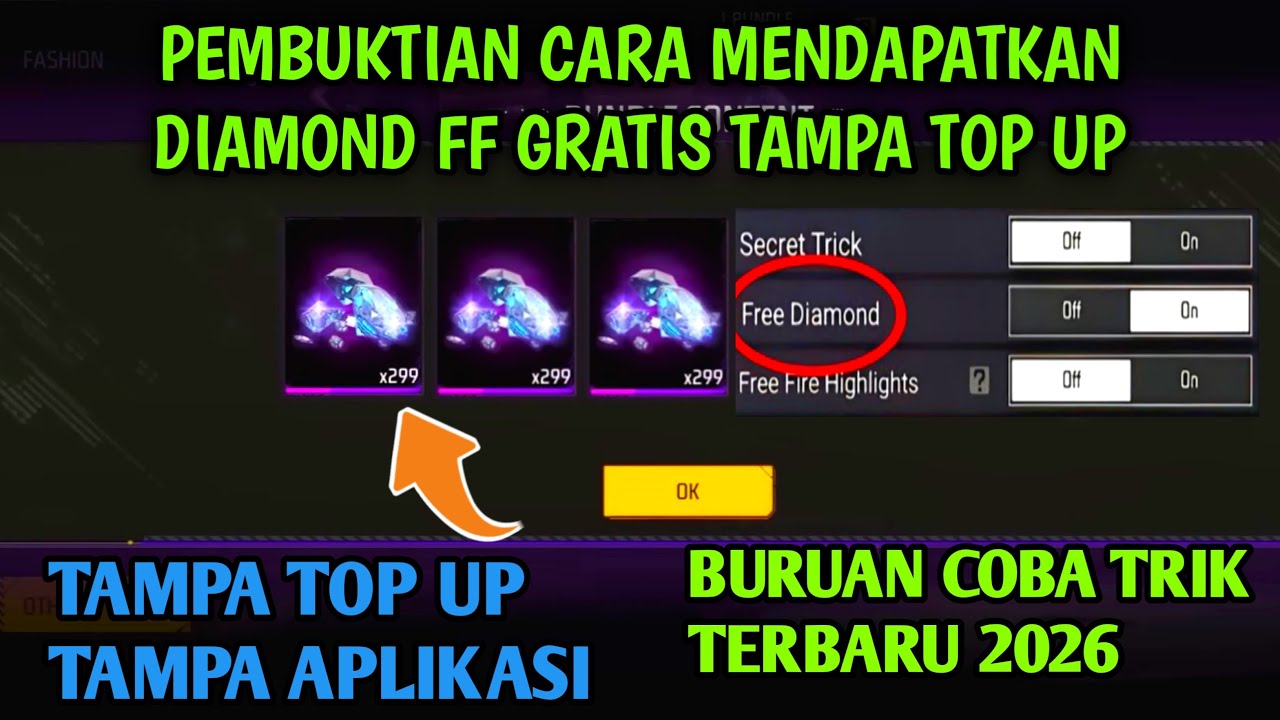 TERBARU! TRIK MENDAPATKAN DIAMOND FF GRATIS TAMPA APLIKASI 2026,CARA DAPAT DIAMOND FF GRATIS