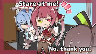 Marine is sitting between Matsuri and Pekora.【Animated Hololive/Eng sub】【Marine/Matsuri/Pekora】