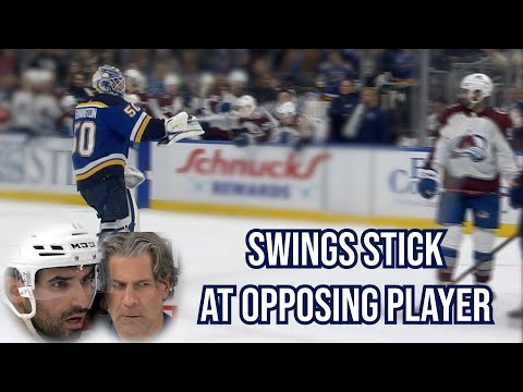 Goalie swings his stick at opponents face, a breakdown