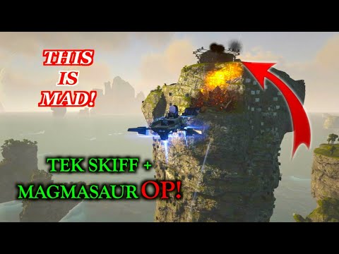 TEK SKIFF/ MAGMASAUR OP RAIDING THE ALPHA TRIBE! ARK Official 6 man PvP