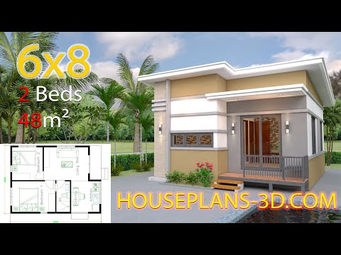 Small House Design Plans 6x8 with 2 Bedrooms