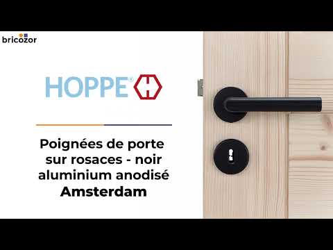 Poignée de porte sur rosace en aluminium anodisé Noir - Amsterdam HOPPE