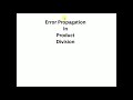 Error Propagation In Product And Division