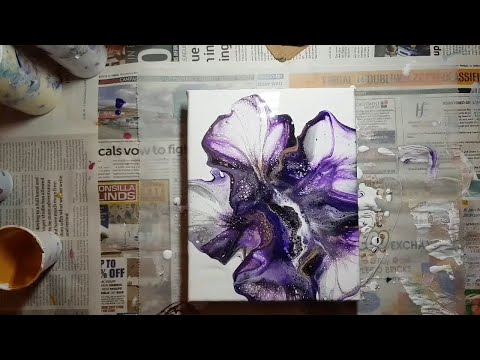 Fluid Acrylic l BLOWN FLOWER BLOOM l Acrylic Pouring Techniques