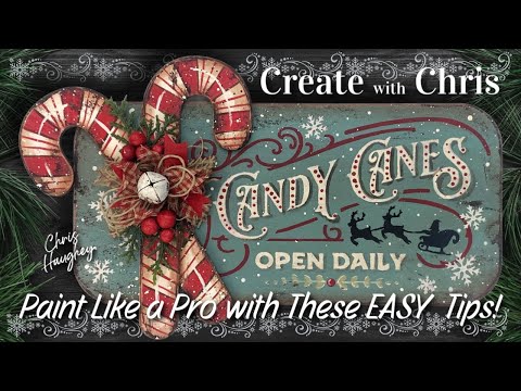 Paint Like a Pro Candy Canes Acrylic Painting Tutorial by Chris Haughey