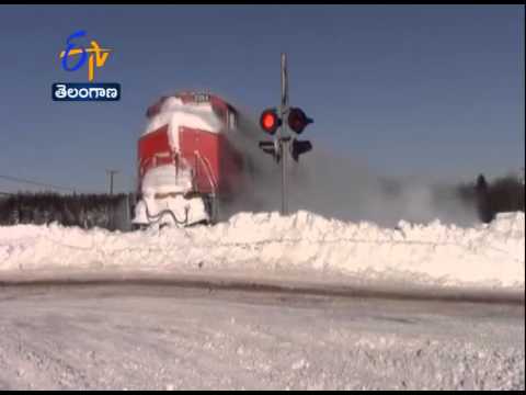 Train Plow Through Deep Snow In Salisbury Of Canada