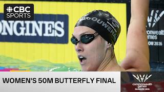 Women's 50m butterfly final from Day 2 of the Glasgow 2026 Commonwealth Games