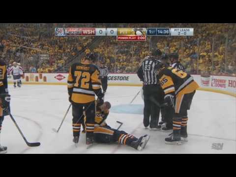Sidney Crosby Goes Down After Cross-Check To The Head | 2017 Game 3
