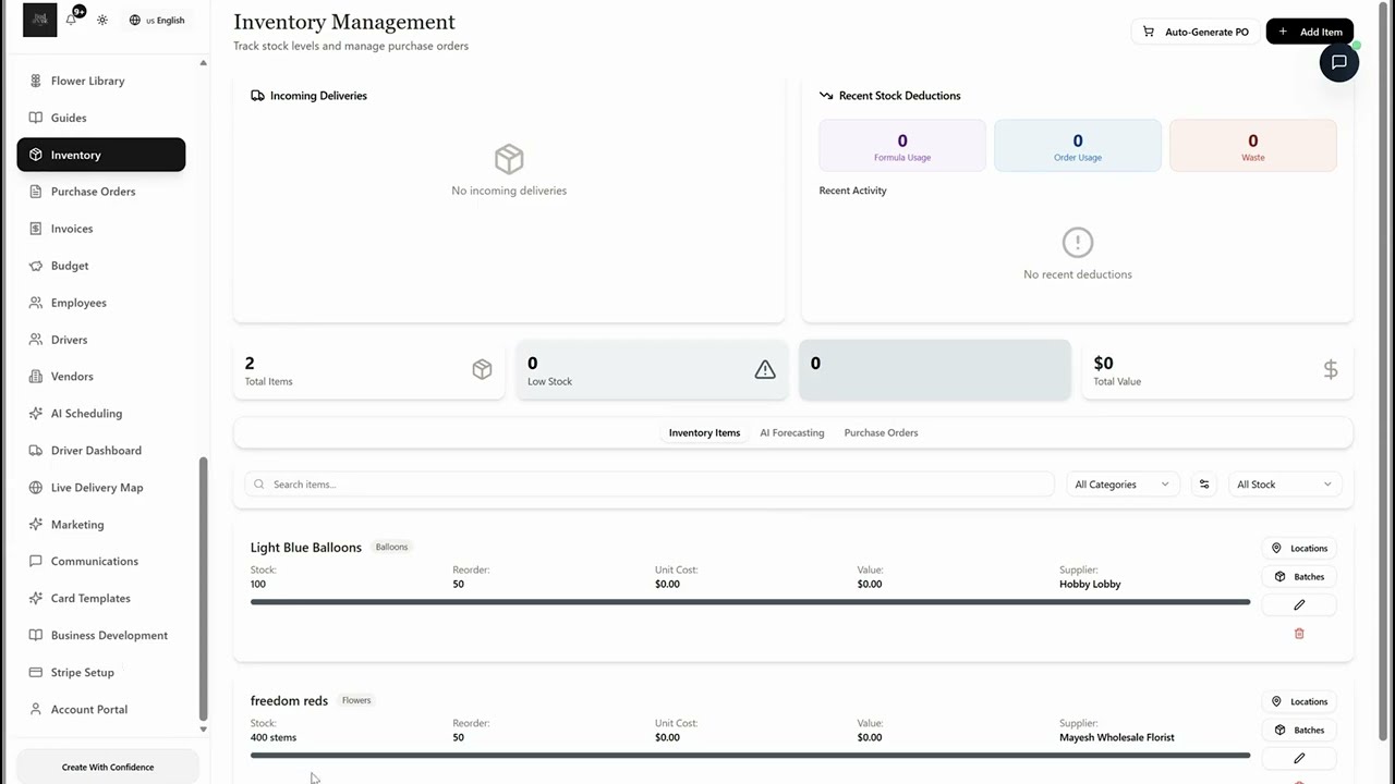 Inventory Management Feature