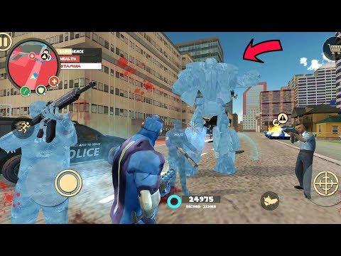 Rope Hero: Vice Town (Rope Hero Freeze Police Man & Robot Car) Power of Freezer Man  - Gameplay HD