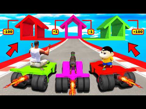 SHINCHAN AND FRANKLIN TRIED THE IMPOSSIBLE TRIPLE HOUSE RAMP JUMP PARKOUR CHALLENGE GTA 5