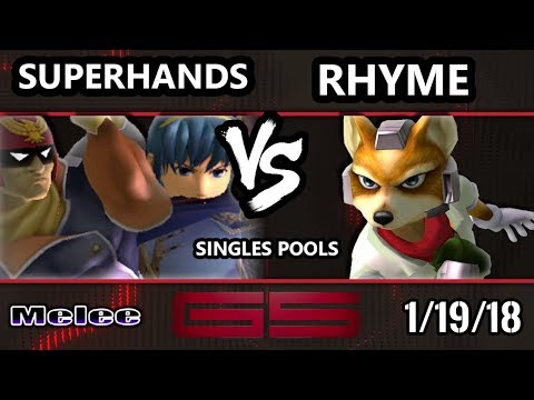 GENESIS 5 SSBM - SuperHands (Captain Falcon, Marth) VS Rhyme (Fox) - Smash Melee Singles