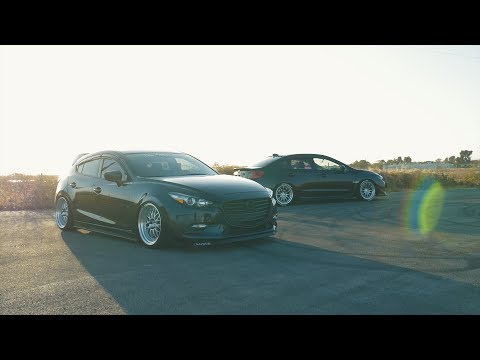 Slammed Mazda 3 X Clean Subaru WRX